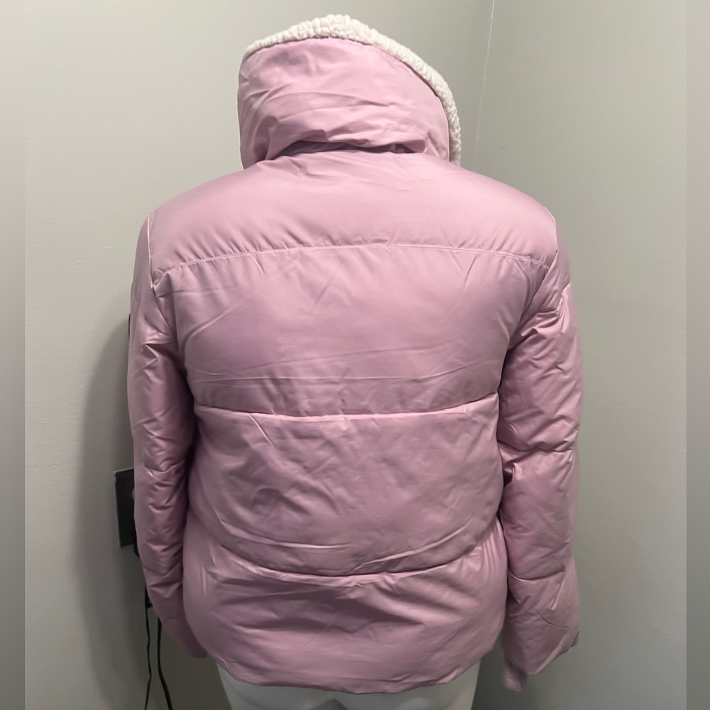 UGG Light Pink Puffer Jacket with Cream Faux Fur - Picture 4 of 8